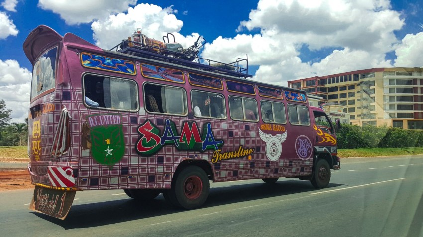 matatu bus in the streets of Nairobi, Kenya