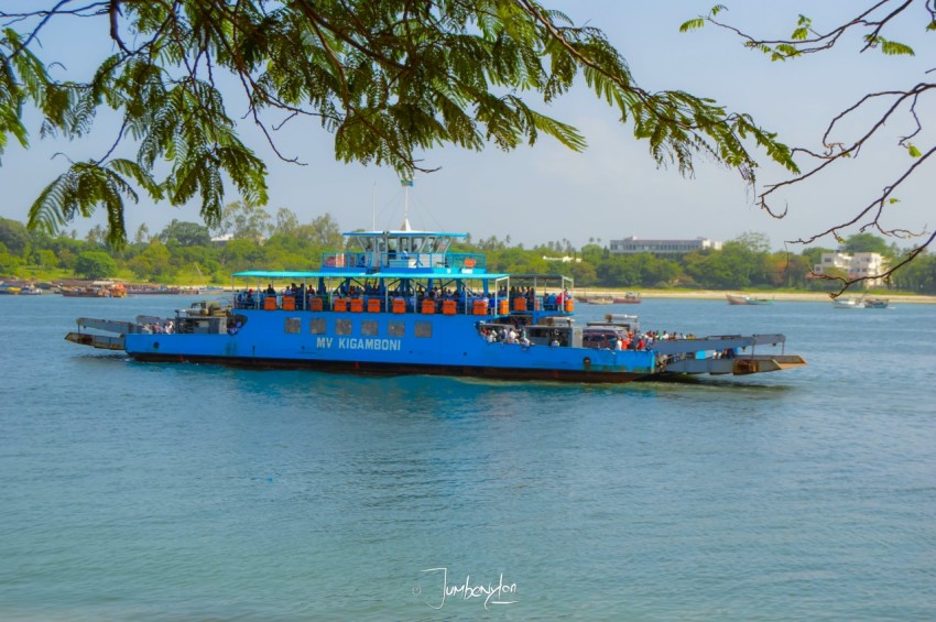 MV Kigamboni floating over the ocean in Dar es Salaam kivukoni area